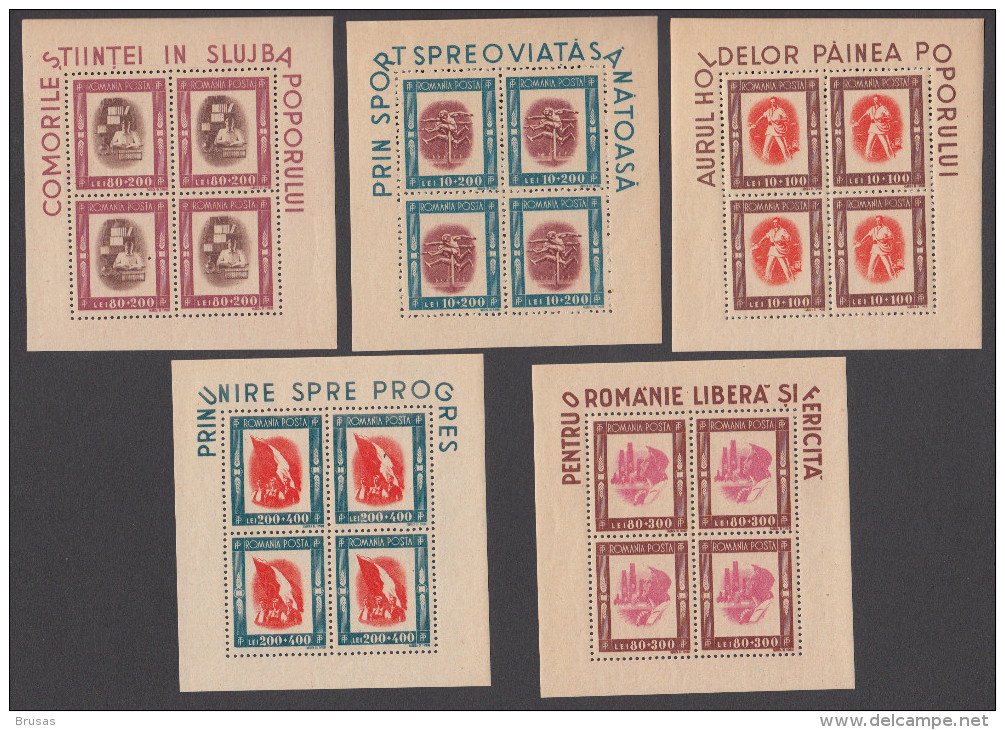 Romania 1946 - Michel 993-997 In Blocks, Mint Hinged * - Nuevos