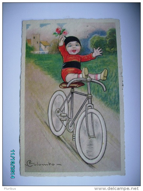 ITALY , COLOMBO , BOY WITH  BICYCLE  , OLD POSTCARD , 0 - Colombo, E.