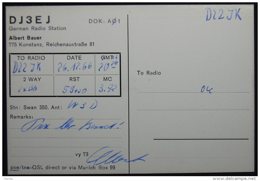 QSL  Karte,  Meerjungfrau, Sirène, Mermaid, Nixe, Radio,Ham, Konstanz 1966 - Autres & Non Classés