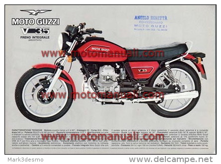 Moto Guzzi V35 350 1977 Depliant Originale Genuine Brochure Prospekt - Motori