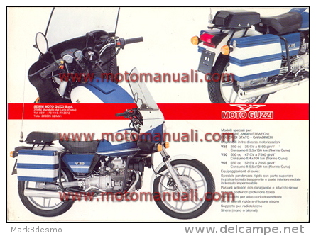 Moto Guzzi V 50 Polizia 500 Depliant Originale Genuine Brochure Prospekt - Motori