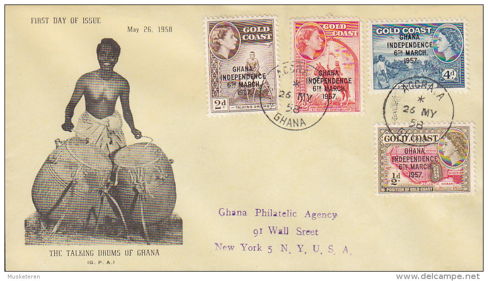 Ghana Ersttags Brief Registered ACCRA FDC Cover 1958 Ghana Independence 6th March 1957 The Talking Drums Of Ghana Cachet - Ghana (1957-...)