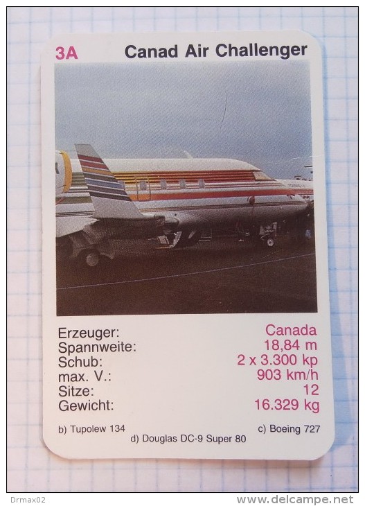 CANADA AIR CHALLENGER  -  Air Force, Air Lines, Airlines, Plane Avio - Playing Cards