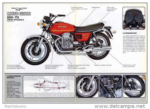 Moto Guzzi 850 T3 1977 Depliant Originale Factory Original Brochure - Motori