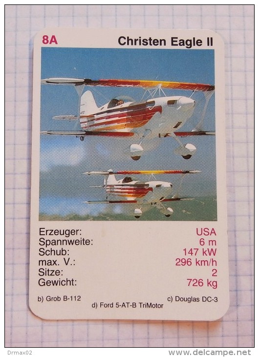 CHRISTEN EAGLE II -  USA  Aircraft  Cylinder Engine,  Air Force, Air Lines, Airlines, Plane Avio - Playing Cards