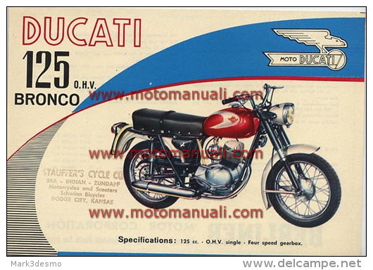 Ducati 125 Bronco 1961 Depliant Originale Factory Original Brochure - Engines