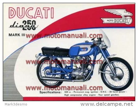 Ducati 250 DIANA MK 3 4V 1964 Depliant Originale Factory Original Brochure - Engines