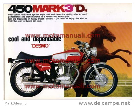 Ducati 450 Mark3 Desmo - Scrambler 1970 Depliant Originale Factory Original Brochure - Moteurs