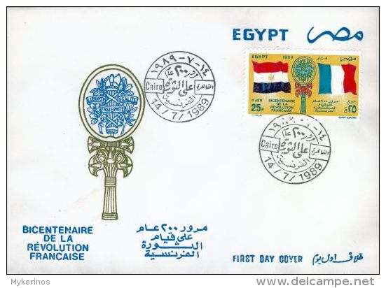 EGYPTE - 1989 - Enveloppe 1e Jour - Bicentenaire Révolution Française - Neufs