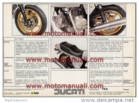 Ducati 900 SS Super Sport 1981 Depliant Originale Factory Original Brochure - Motori