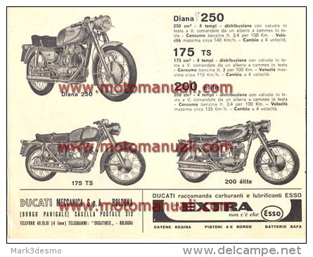 Ducati PRODUZIONE \ PRODUCTION RANGE 1962: Depliant Originale Factory Original Brochure - Motores