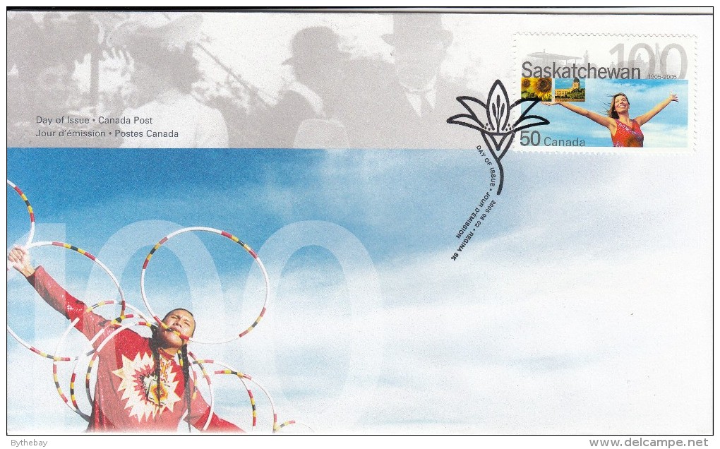 Canada FDC Scott #2117 50c Young Woman, Sunflowers, Legislature Building - Saskatchewan Centennial - 2001-2010