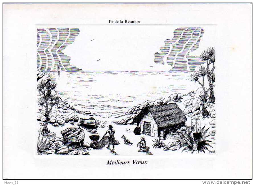 974 - ILE DE LA REUNION -  Océan Indien Ile Bourbon -   CARTE De Voeux DOUBLE AVEC VERITABLE PHOTO  Gelabert - Autres & Non Classés