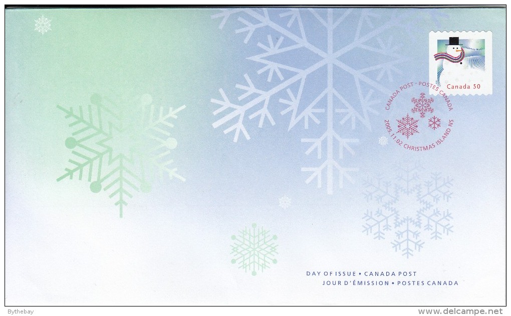 Canada FDC Scott #2124i 50c Snowman, Peak At Upper Left - Christmas - 2001-2010