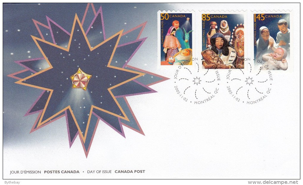 Canada FDC Scott #2125-#2127 Set Of 3 Creches: Nativity, Aboriginal Mother, Child, Mary, Joseph, Baby Jesus - Christmas - 2001-2010