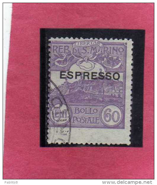 SAN MARINO 1923 ESPRESSI NUOVO VALORE CENT. 60 ESPRESSO SPECIAL DELIVERY TIMBRATO USED - Francobolli Per Espresso