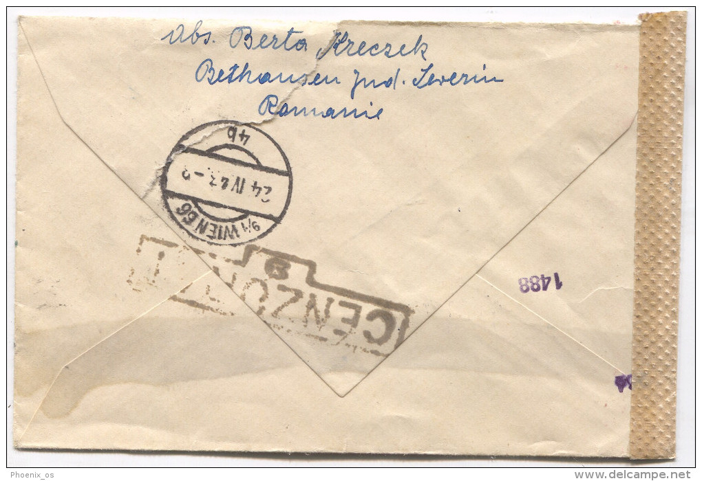 Romania, BETHAUSEN, Severin, WW2, 1943. Germany Censorship - 2. Weltkrieg (Briefe)