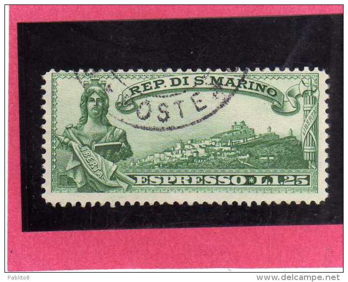 SAN MARINO 1929 ESPRESSI SPECIAL DELIVERY ESPRESSO LIBERTA´ FREEDOM LIRE 1,25 USATO USED - Timbres Express