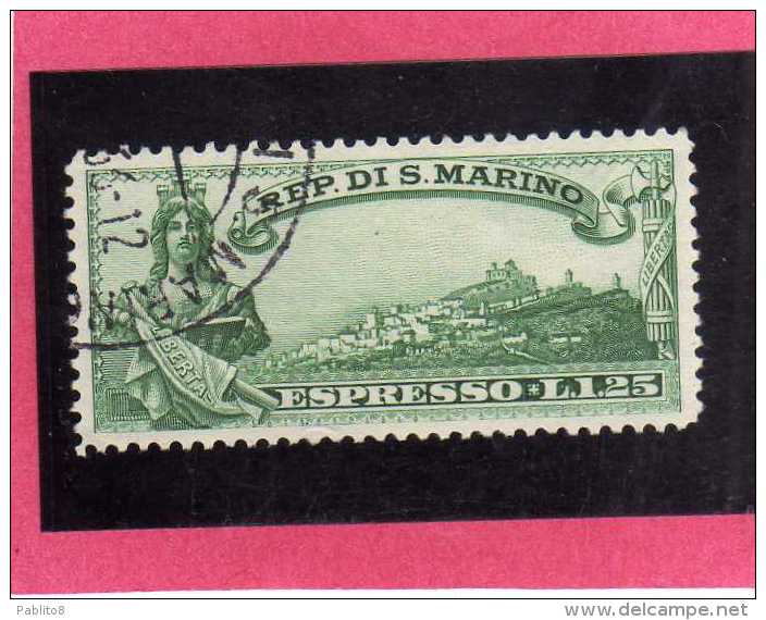SAN MARINO 1929 ESPRESSI SPECIAL DELIVERY ESPRESSO LIBERTA´ FREEDOM LIRE 1,25 USATO USED - Francobolli Per Espresso