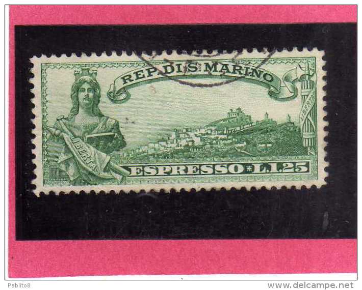 SAN MARINO 1929 ESPRESSI SPECIAL DELIVERY ESPRESSO LIBERTA´ FREEDOM LIRE 1,25 USATO USED - Francobolli Per Espresso