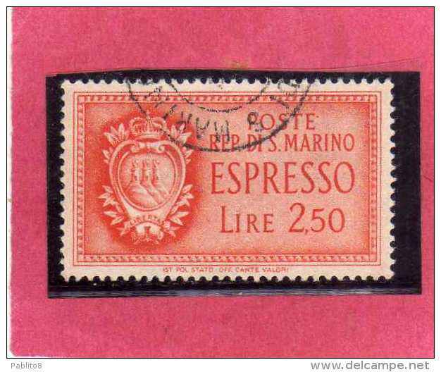 SAN MARINO 1943 ESPRESSI STEMMA SPECIAL DELIVERY COAT OF ARMS ESPRESSO LIRE 2,50  USATA USED - Francobolli Per Espresso