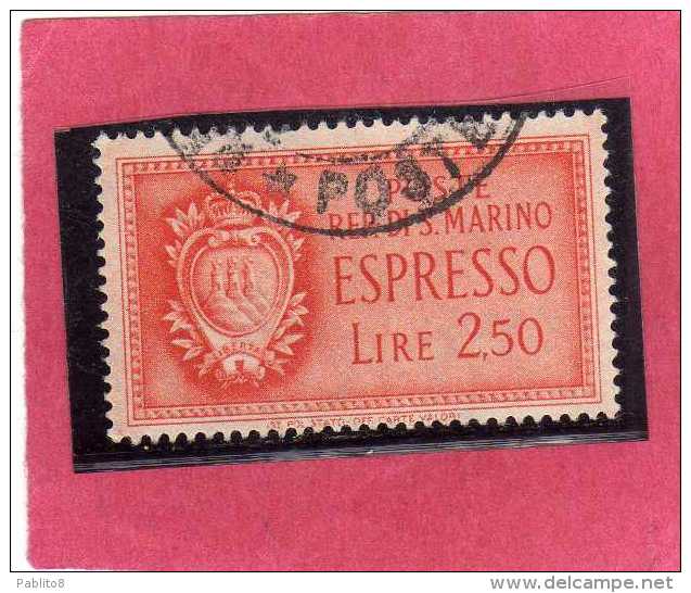 SAN MARINO 1943 ESPRESSI STEMMA SPECIAL DELIVERY COAT OF ARMS ESPRESSO LIRE 2,50  USATA USED - Eilpost