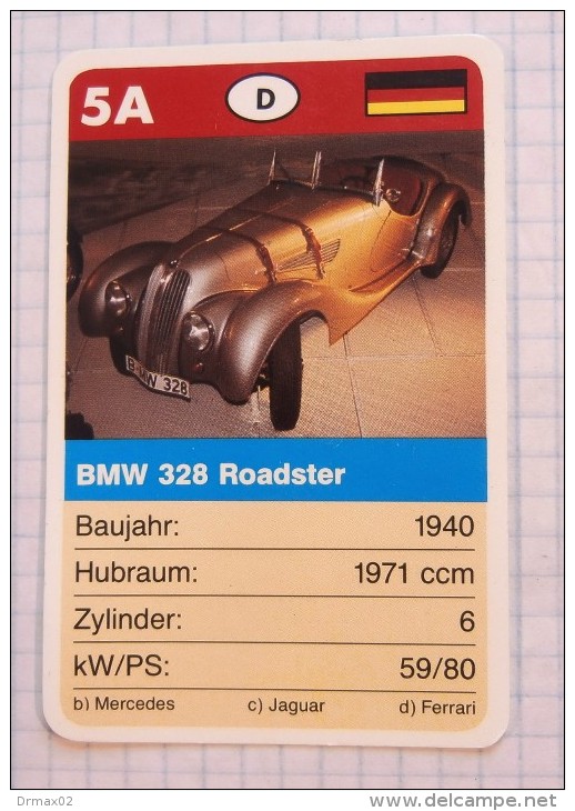 BMW 328 Roadster 1940  - Old Car, Oldtimer,  Voitures Anciennes Germany / SuperTrumf, Playing Card - KFZ