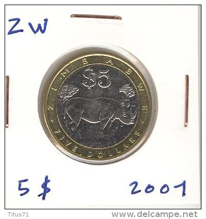 5 Dollars Zimbabwé Bi-métallic / Bimetalic 2001 - Zimbabwe