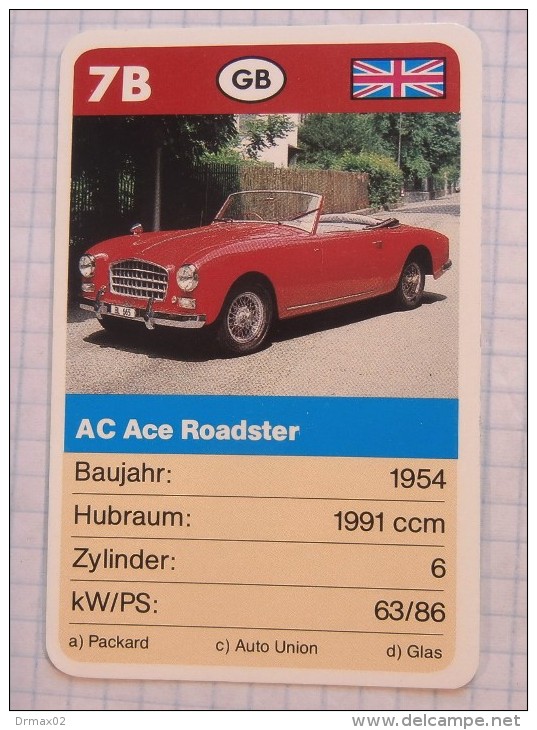 AC Ace Roadster 1954 - Old Car, Oldtimer,  Voitures Anciennes GB  / SuperTrumf, Playing Card - Cars