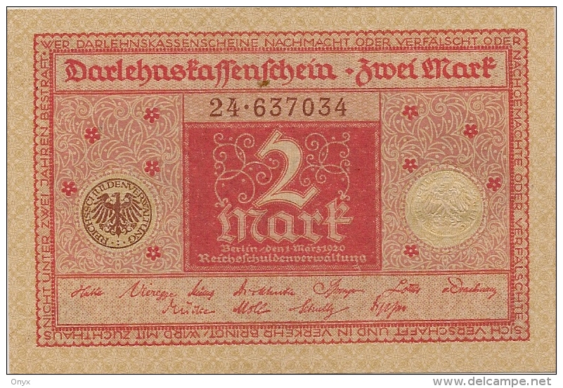 ALLEMAGNE / GERMANY - 2 MARK 1920-22 - Other & Unclassified