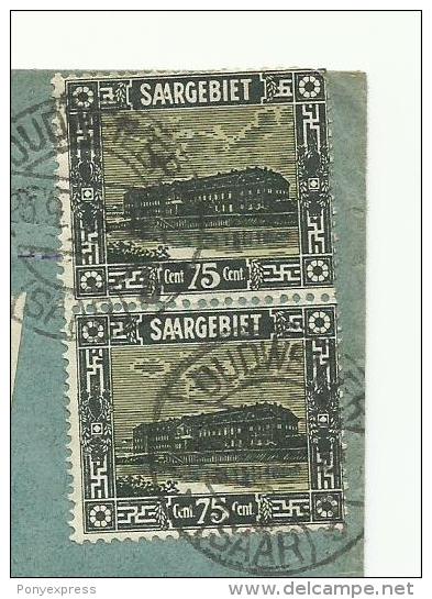 YT N° 96 Sarre En Paire Sur Lettre Recommandée De Dudweiler Pour Strasbourg - Covers & Documents