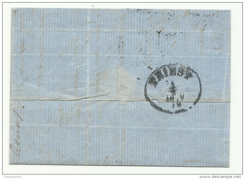 1878 Lettre : 10sld Bleu , Cachet Sped Post Press Smirne Pour Trieste - Oostenrijkse Levant