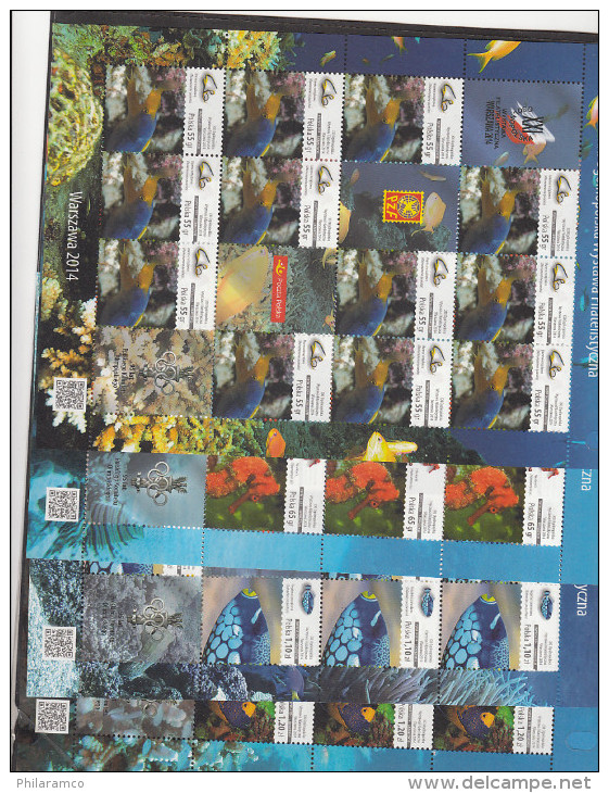 Poland 2014 8 SHEETS  PHILATELIC EXHIBITION WARSAW FISHES,FISH - Nuevos