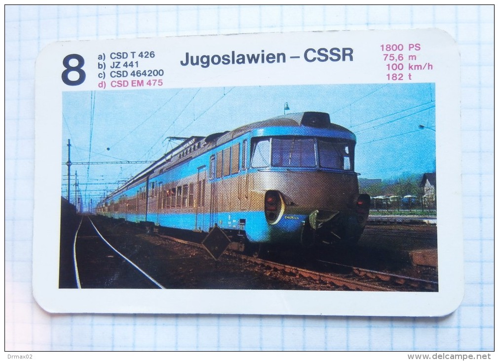 CSD EM 475 LOCOMOTIVE  JUGOSLAWIEN - CSSR Yugoslavia - Czechoslovakia, Tchécoslovaquie / TRAIN Lokomotive / Playing Card - Chemin De Fer