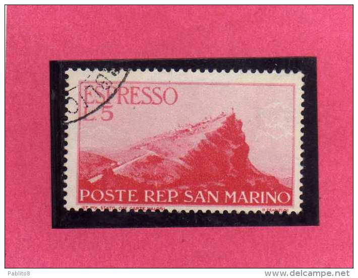 SAN MARINO 1945 1946 ESPRESSI VEDUTA SPECIAL DELIVERY VIEW ESPRESSO LIRE 5 USATO USED - Francobolli Per Espresso