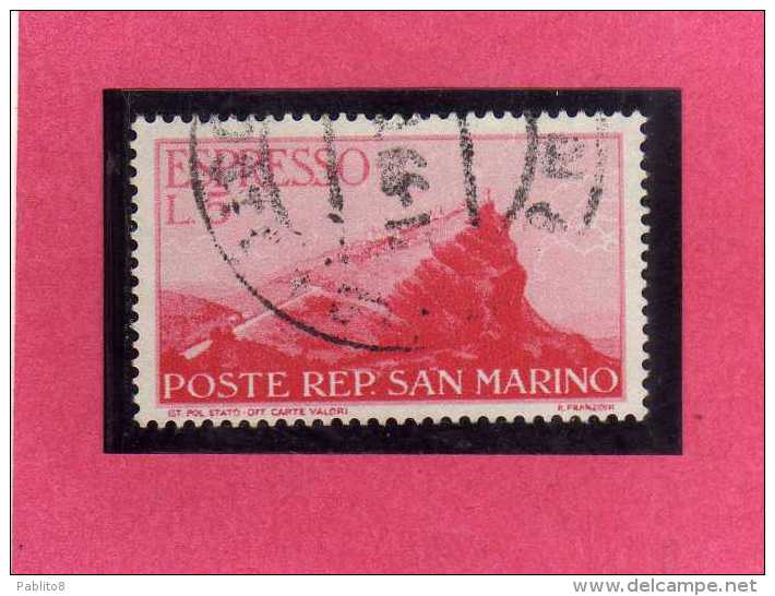 SAN MARINO 1945 1946 ESPRESSI VEDUTA SPECIAL DELIVERY VIEW ESPRESSO  LIRE 5 USATO USED - Francobolli Per Espresso