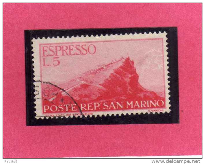 SAN MARINO 1945 1946 ESPRESSI VEDUTA SPECIAL DELIVERY VIEW ESPRESSO LIRE 5 USATO USED - Timbres Express