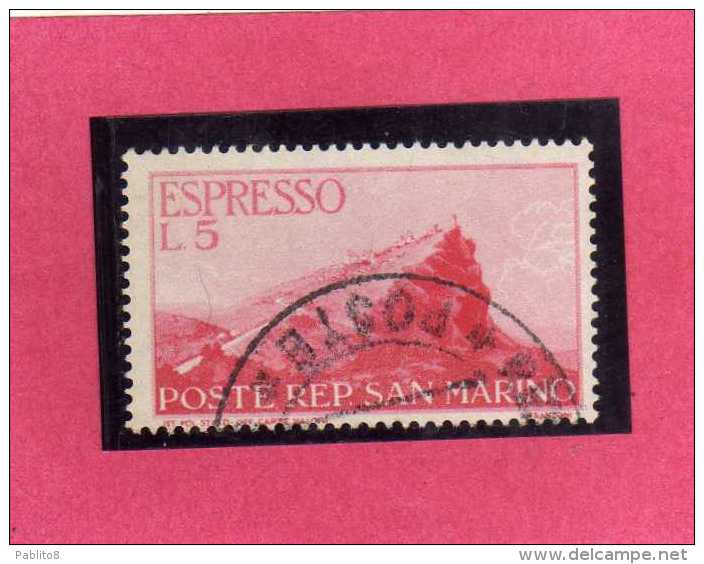 SAN MARINO 1945 1946 ESPRESSI VEDUTA SPECIAL DELIVERY VIEW ESPRESSO LIRE 5 USATO USED - Francobolli Per Espresso