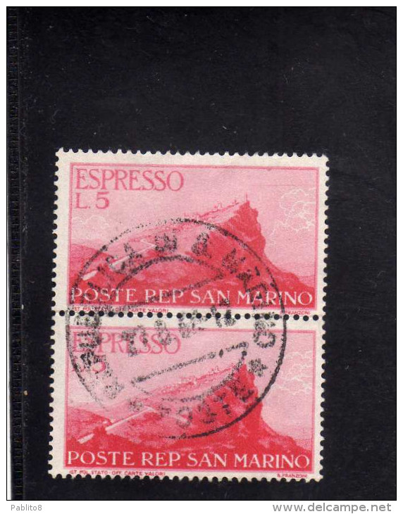 SAN MARINO 1945 1946 ESPRESSI VEDUTA SPECIAL DELIVERY VIEW ESPRESSO LIRE 5 USATO USED - Francobolli Per Espresso