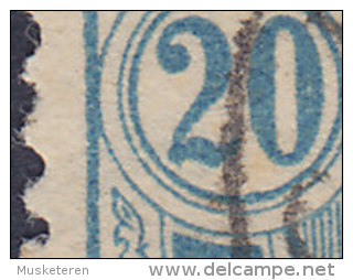 Denmark 1884 AFA 36u 20 Øre ERROR Variety Missing Upstroke On 2 Below To The Left (2 Scans) - Variedades Y Curiosidades