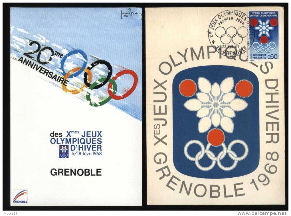 1 CARTOLINA MAXIMUM + 1 FDC DEI GIOCHI OLIMPICI INVERNALI DI GRENOBLE 1968 - Inverno1968: Grenoble