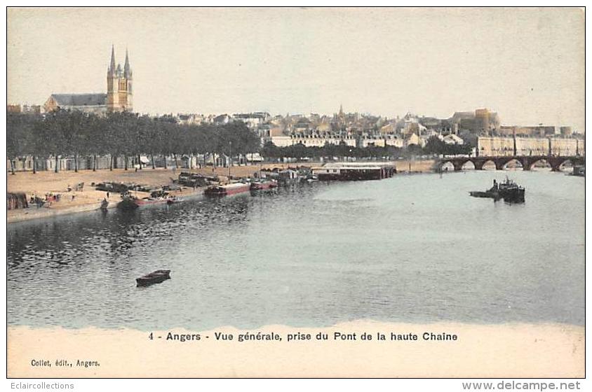 Angers    49   Pont De La Haute Chaîne. Panorama . Péniches.Bateaux-Lavoirs - Angers