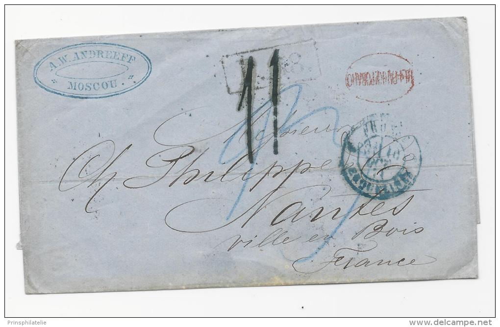 LETTRE DE MOSCOU RUSSIE AXE TAMPON ET MARQUE D'ECHANGE A DESTINATION DE LA FRANCE COVER RUSSIA - Briefe U. Dokumente