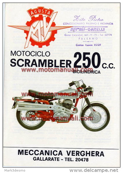 MV Agusta Moto 250 B Scrambler 1970 Depliant Originale Genuine Factory Brochure Prospekt - Moteurs