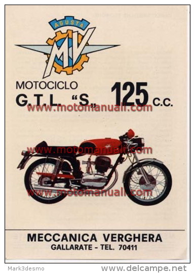 MV Agusta Moto 125 GTLS 1971 Depliant Originale Genuine Factory Brochure Prospekt - Moteurs