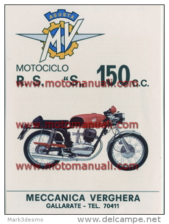 MV Agusta Moto 150 RSS 1971 Depliant Originale Genuine Factory Brochure Prospekt - Moteurs