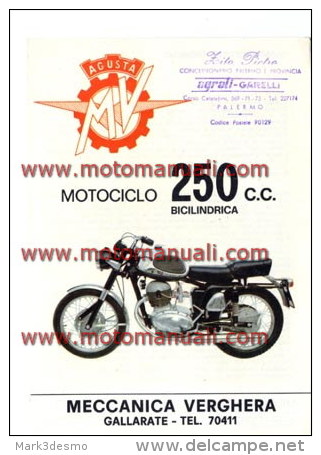 MV Agusta Moto 250 B 1970 Depliant Originale Genuine Factory Brochure Prospekt - Motores