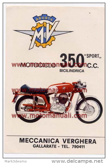 MV Agusta Moto 350 B Sport 1971 Depliant Originale Genuine Factory Brochure Prospekt - Engines