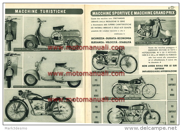 MV Agusta Moto Rivista Aziendale Per Concessionari 1950 Depliant Originale Genuine Factory Brochure Prospekt - Engines