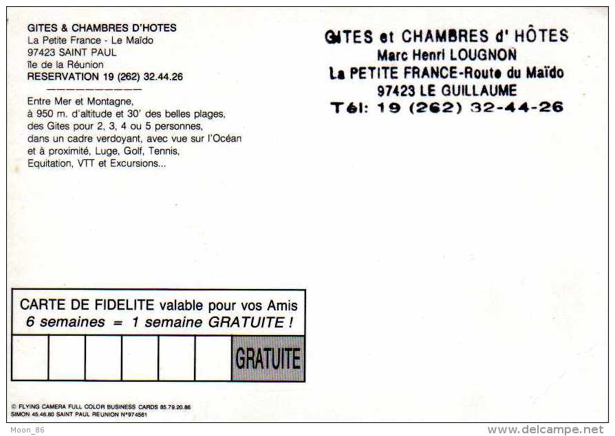 974 - ILE DE LA REUNION -  Ile Bourbon - Gites Et Chambres D Hôtes Chez LOUGNON - LA PETITE FRANCE - LE GUILLAUME - Saint Paul